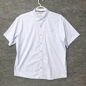 Poncho Mens XL Regular Fit Short Sleeve Button Up Shirt Blue Micro Check 5355